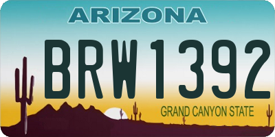 AZ license plate BRW1392