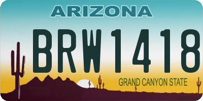 AZ license plate BRW1418