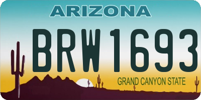 AZ license plate BRW1693