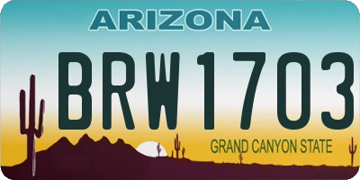 AZ license plate BRW1703