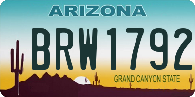 AZ license plate BRW1792