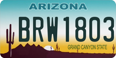 AZ license plate BRW1803