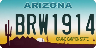 AZ license plate BRW1914
