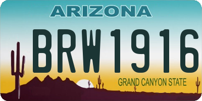 AZ license plate BRW1916