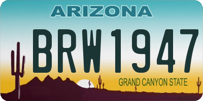 AZ license plate BRW1947
