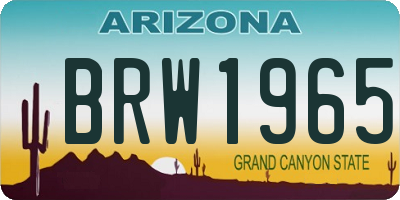 AZ license plate BRW1965