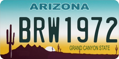 AZ license plate BRW1972