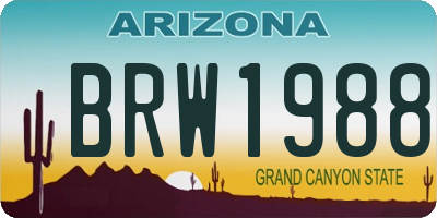 AZ license plate BRW1988