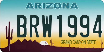 AZ license plate BRW1994