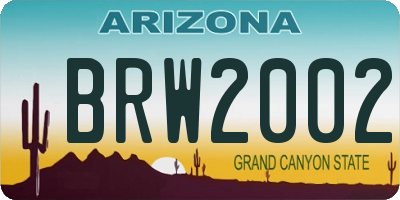AZ license plate BRW2002