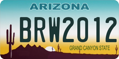 AZ license plate BRW2012