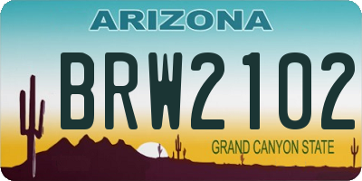 AZ license plate BRW2102