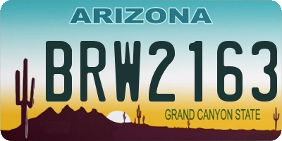 AZ license plate BRW2163