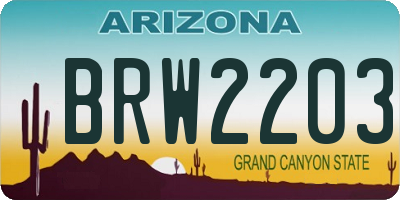 AZ license plate BRW2203