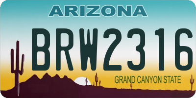 AZ license plate BRW2316