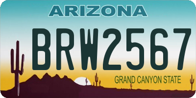 AZ license plate BRW2567