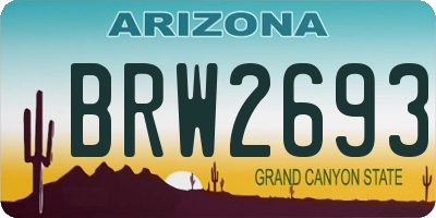 AZ license plate BRW2693