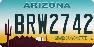 AZ license plate BRW2742