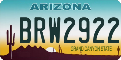 AZ license plate BRW2922