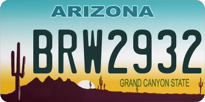 AZ license plate BRW2932