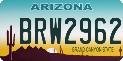 AZ license plate BRW2962