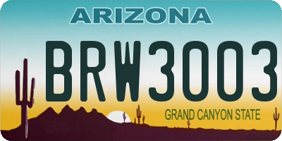 AZ license plate BRW3003