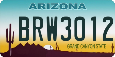 AZ license plate BRW3012
