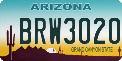 AZ license plate BRW3020