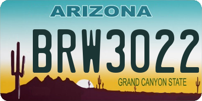 AZ license plate BRW3022
