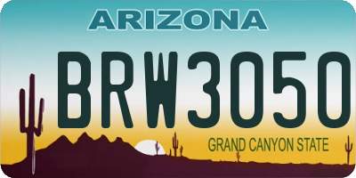 AZ license plate BRW3050
