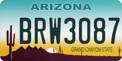 AZ license plate BRW3087