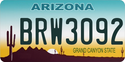 AZ license plate BRW3092