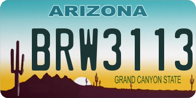 AZ license plate BRW3113