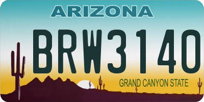 AZ license plate BRW3140