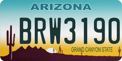 AZ license plate BRW3190