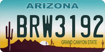 AZ license plate BRW3192