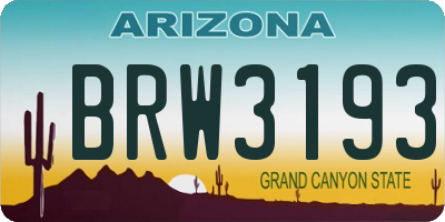 AZ license plate BRW3193