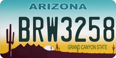 AZ license plate BRW3258