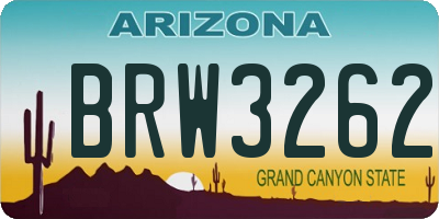 AZ license plate BRW3262