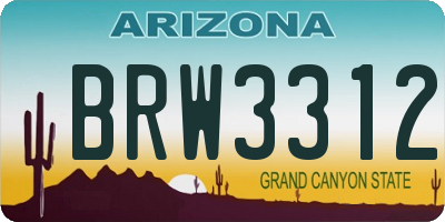 AZ license plate BRW3312