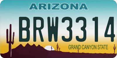 AZ license plate BRW3314