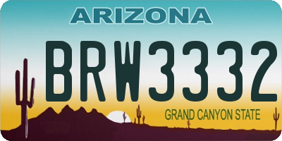 AZ license plate BRW3332