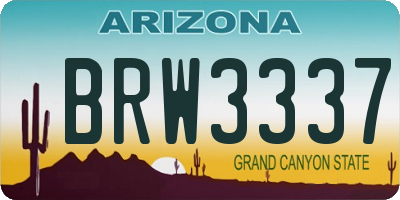 AZ license plate BRW3337