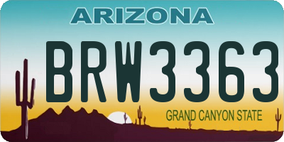 AZ license plate BRW3363