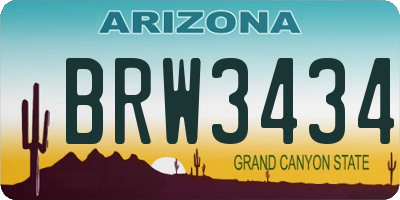 AZ license plate BRW3434