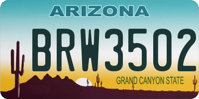 AZ license plate BRW3502