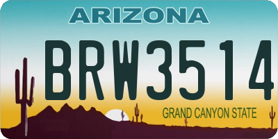 AZ license plate BRW3514