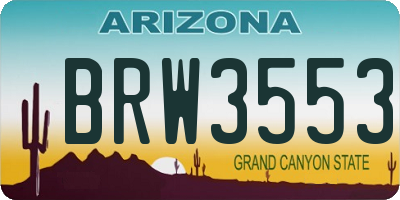 AZ license plate BRW3553