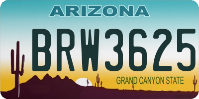 AZ license plate BRW3625