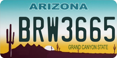 AZ license plate BRW3665